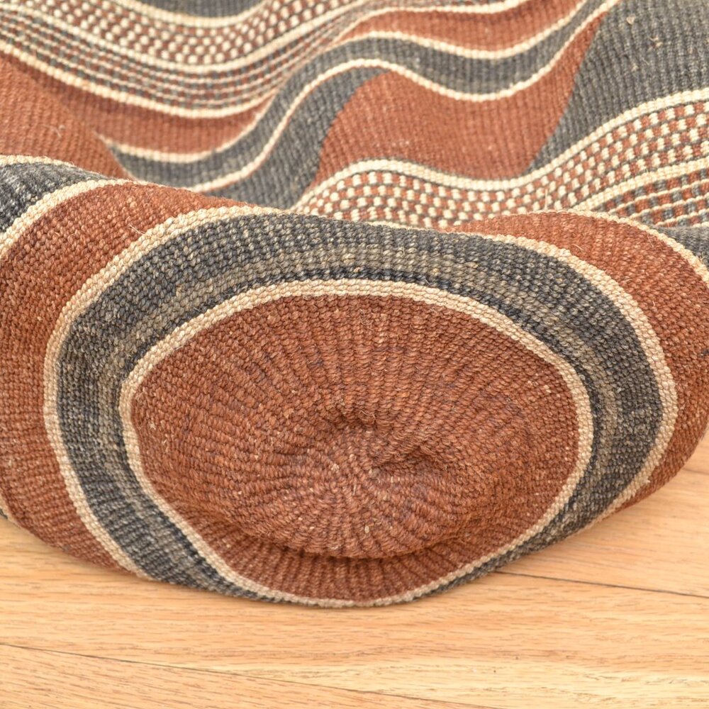 Vintage Sisal Market Leather Tote Woven Bag Ethnic Boho African Large 19x14 - Picture 6 of 7